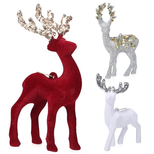 CONGARTENO 3 Stück Teiliges Rentier Deko Weiche Flock Hirschfiguren...