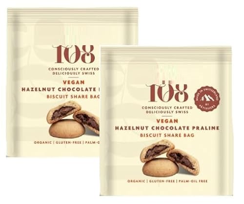 Image of Rhytm 108 Vegan Hazelnut Chocolate Praline Biscuit Share Bag 2X135g
