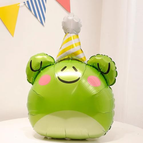 Image of Large Green Frog Balloons Frog Foil Birthday Balloons 2pcs | Animal Theme Party Supplies Baby Shower Birthday Party Decorations