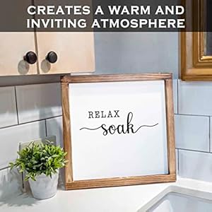 Relax soak unwind sign 12×12 inchsoak wash relax sign decor relax sign wall decor relax soak unwind wall art bathroom bathroom decor wall art relax wood sign bathtub relax sign  urban country home decor