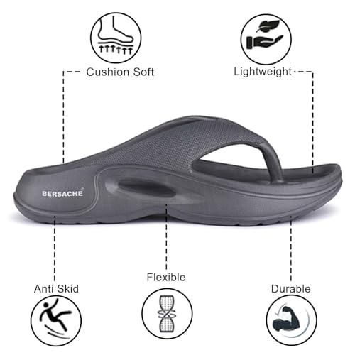 Image of BERSACHE Lightweight Stylish Flip Flop with Sole for Men (Grey)