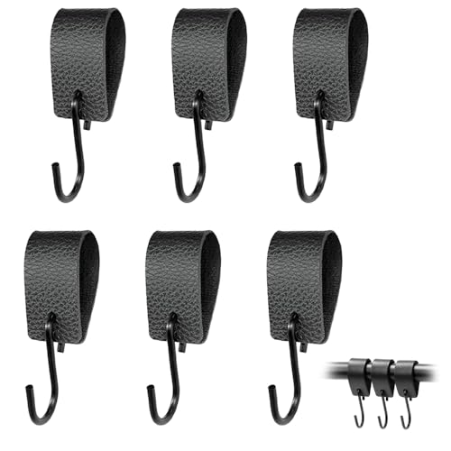 Trsnzul Crochets en S avec Boucle en Cuir, 6 Pièces Crochets en Métal avec Boucle en crochet, de Camping en cuir et Patères en cuir crochets de Suspension en pour Cuisine, Armoire
