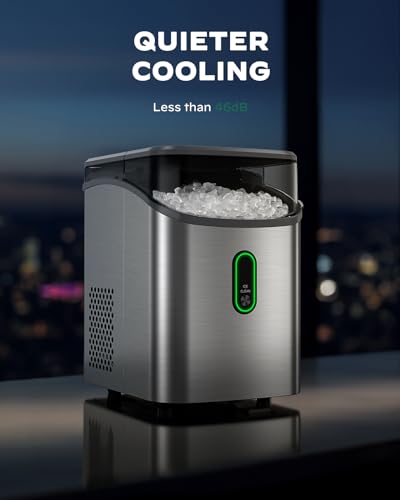 Image of Silonn Nugget Ice Maker Countertop, Chewable Pebble Ice Machine, 33 lbs Daily Output, Includes Ice Scoop, Portable Pellet Ice Maker with Self-Cleaning, for Home Kitchen Office Use, Black