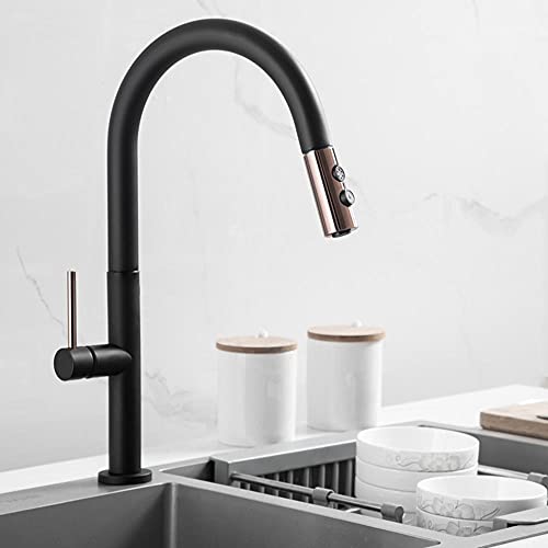 Grifos de cocina para eliminar salpicaduras con caño extraíble negro 6