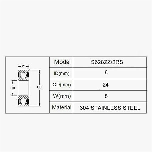 Roulement à billes S628ZZ 2RS en acier inoxydable de haute précision géométrique - 4