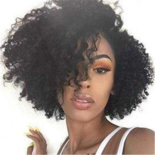 Yingrun Short Kinky Curly Human Hair Wigs, 100% Brazilian Remy Hair Full Head Curly Wave Bob Wigs, Glueless None Lace Front Wigs for Black Women (8 Inch, Color 4/27)