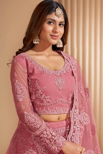 Image of ZAALIMA FASHION Women's Semi Stitched satin blend Lehenga Choli with Embroidered Pattern Unstitched Blouse and Dupatta Set | Women's Lehenga Cholis