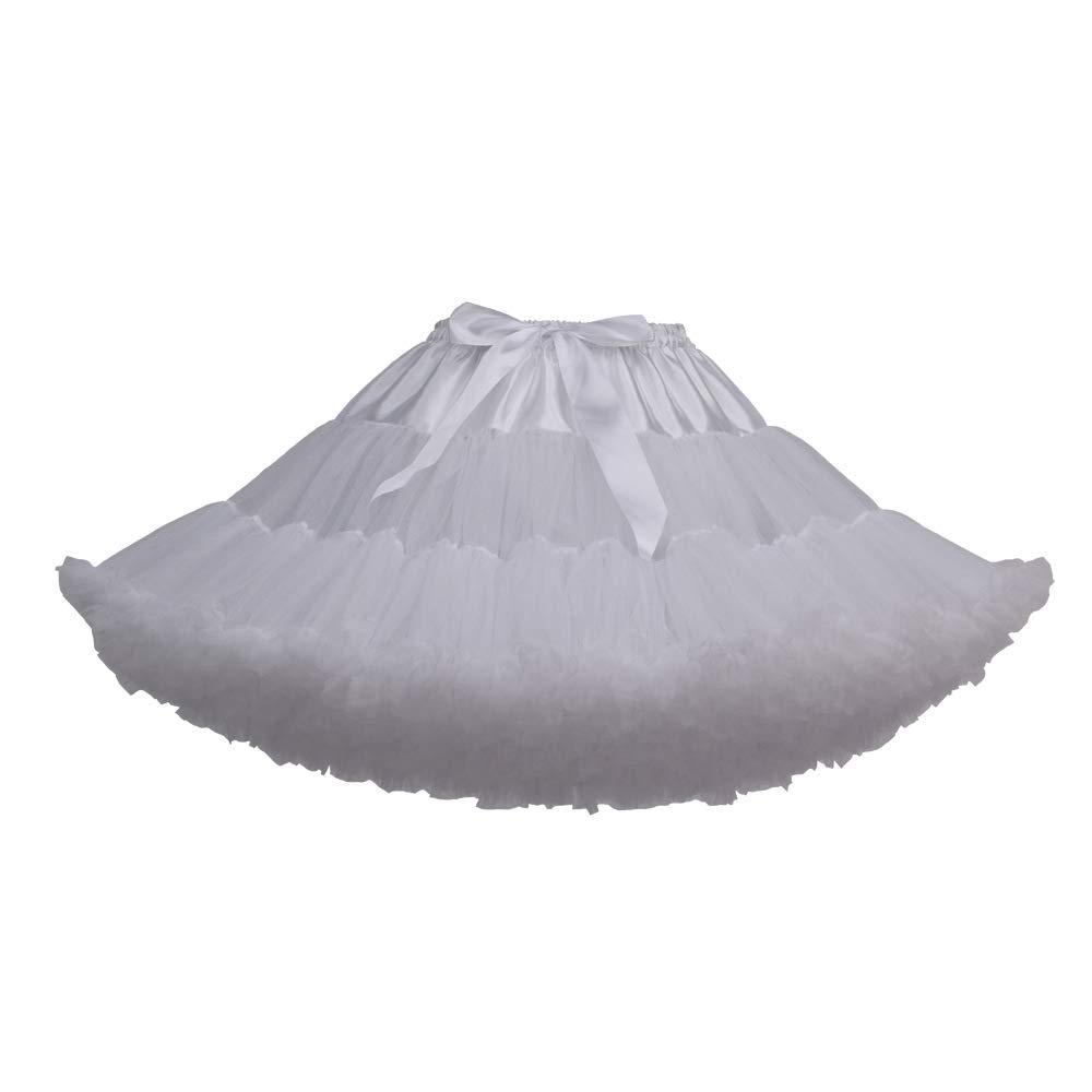 SSDH Lolita Cosplay Petticoat A-Line Puffy Tutu Skirt Layered Tulle Ballet Dance Pettiskirts Big Bowknot Underskirt (UK, Alpha, One Size, Regular, Regular, White)