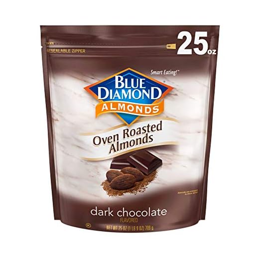 Blue Diamond Almonds Oven Roasted Dark Chocolate Flavored Snack Nuts, 25 Oz Resealable Bag (Pack of 1)
