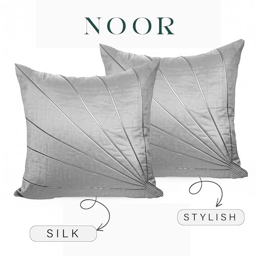 Image of Noor Silk Cushion Covers Pack of 7 | 16x16 Inches, Silver