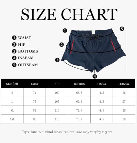 Muhshoiy Bañador Hombre Corto Bañadores de Surf Natación Playa Corriendo Pantalones Cortos Deportivos Running Shorts con Bolsillo y Cordón Forro de algodón Negro L - imagen 7