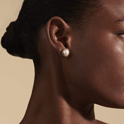 Classic Chain Silver Round 11.5Mm Stud Earrings With 9.5-10Mm Mabe Fresh Water Pearl #TOP4