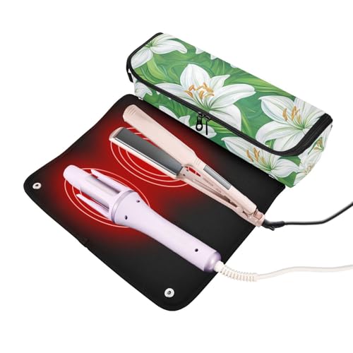 Bolsa organizadora y tapete para herramientas de cabello 2 en 1 para plancha y rulos miniatura 2
