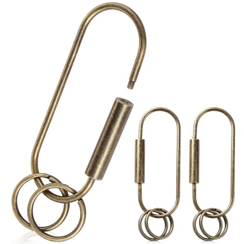 Image of WILLBOND Brass Carabiner Key Ring Locking Screw Carabiner Clips Round Key Rings Keychain Kit for Handbags Purse Bag Charm