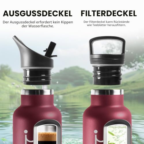 HoneyHolly Thermosflasche, 500ML BPA-Frei, Trinkflasche Edelstahl, Auslaufsichere Isolierflasche Doppelwandig, Wasserflasche Edelstahl… – Ansicht 3