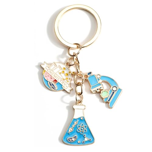 SHTALHST Science Keychain for Women Biology and Chemistry Lab Keycharm