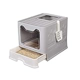 Portátil y plegable: la caja de arena para gatos se puede plegar y ensamblar para una fácil instalación. Hay más espacio al desplegarse. Puede llevarlo consigo o guardarlo cuando no esté en uso.