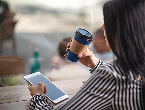 110 Pack Disposable Coffee Cups with Lids - Premium Quality 16 oz To Go Coffee Cups with Sleeves, Tight Lids to Prevent Leaks & Straws - This Paper Hot Cup Holds Shape With Hot Drinks - Midnight Blue
