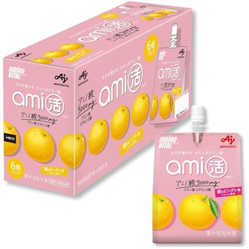 アミノバイタル 味の素 ami活 ゼリードリンク 朝のピングレ味 180g×6個 アミノ酸 クエン酸 ビタミンC ビタミンB1 ビタミンB2のサムネイル