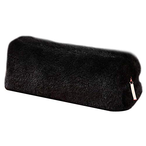 ECOSWAY Ragazza Carino Matita Custodia Felpa Opaco Soffice Trucco Portamonete Sacca Custodia per Donne - Nero