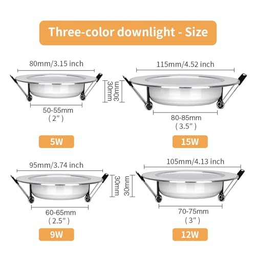 Luces LED empotradas en el techo 12W: 10 piezas de panel redondo y luz fría 110V 4