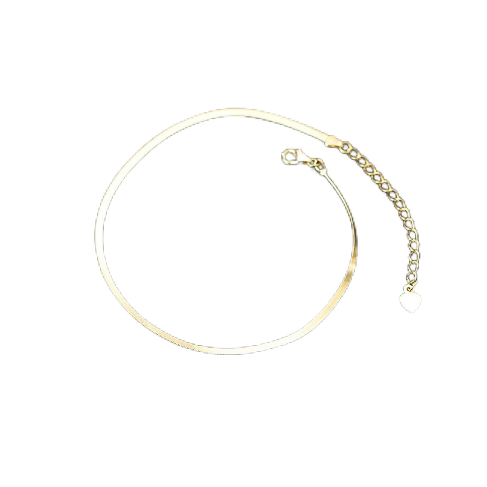 Braccialetti alla caviglia in oro 18k lucido minimalista 925 Sterling con osso di serpente for donna, accessori for gioielli da spiaggia, estate, feste, cavigliere da donna