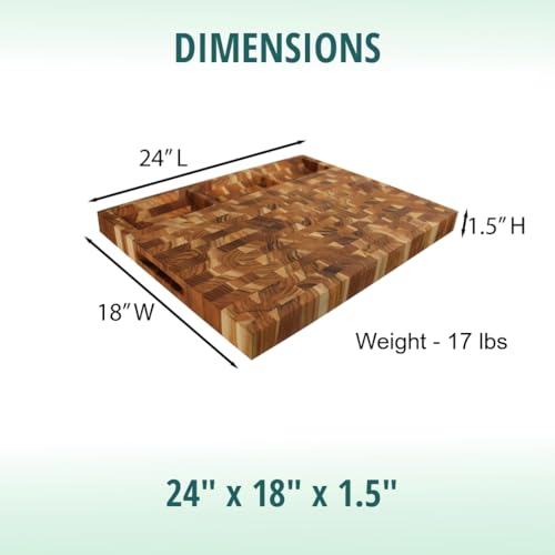Tabla para Cortar de Madera de Teca End Grain 24x18 miniatura 4