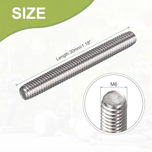 Varilla totalmente roscada M6 de acero inoxidable 304 con rosca derecha rectificada, pack de 20 2