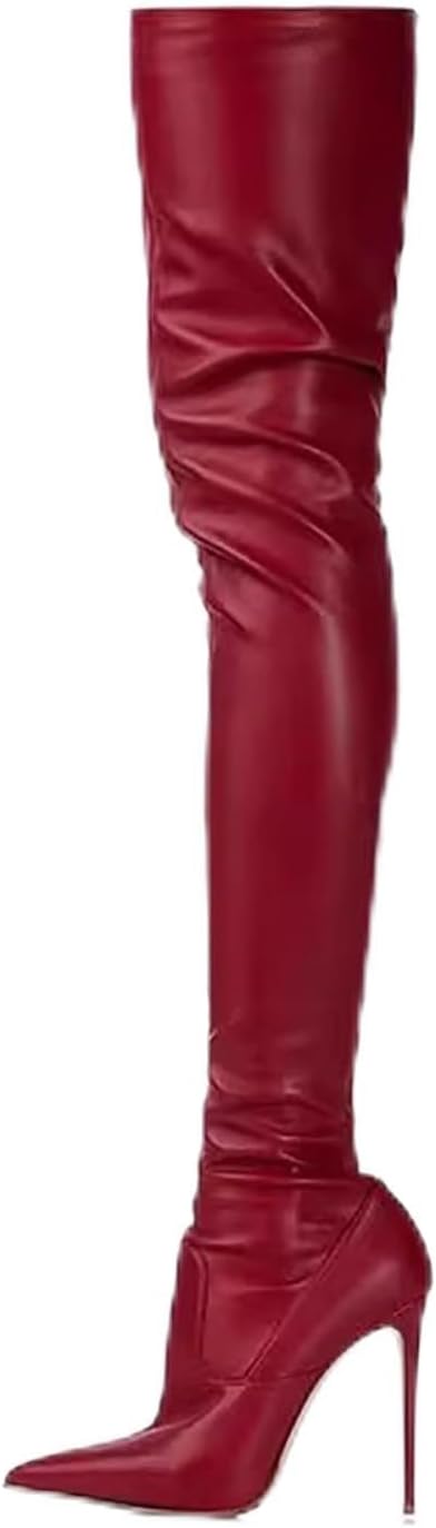 Thigh high boots Stretch boots high heel Stiletto heels Chunky heel Over the knee boots Black snakeskin side zipper shoes