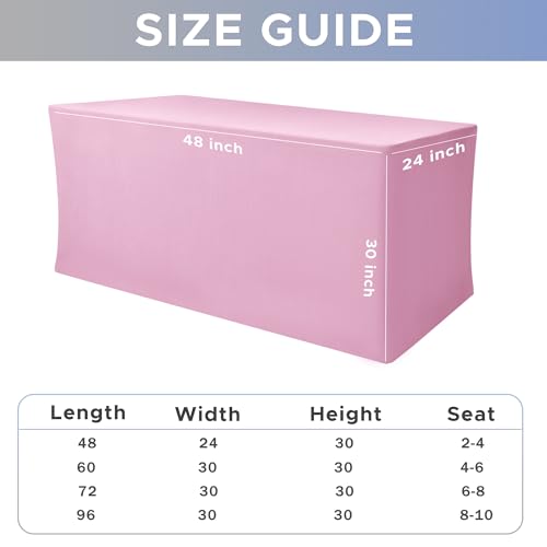 Image of Rectangle Spandex Fitted Tablecloths For Vendor 2 Pcs 48X24 Inch Pink