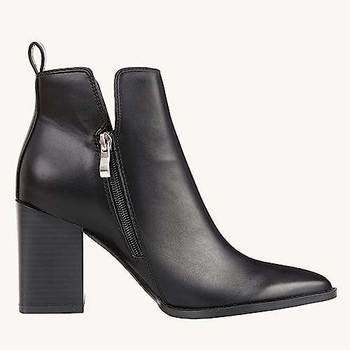 Juliet Holy Women's V Cut Ankle Boots Pointed Toe Stacked Chunky Heel Side Zipper Leather Cutout Western Booties3