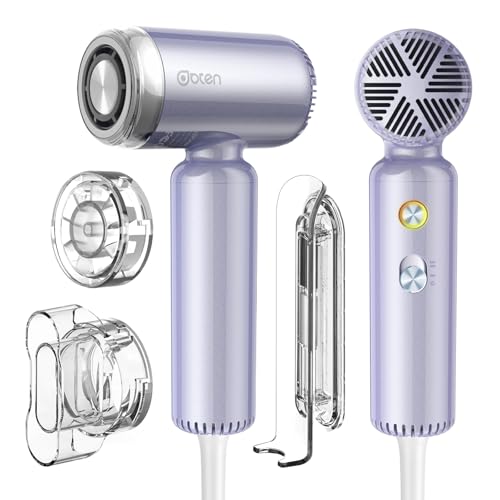 DBTEN Mini Hair Dryer, High-Speed Blow Dryer with 110,000RPM Brushless Motor, Magnetic Diffuser, Negative Ionic Technology for Fast Drying, Compact & Lightweight for Home & Travel (Purple)