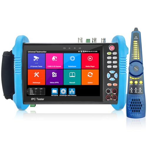Henkion IP Kamera Tester IPC-9800CMADHS Pro CCTV-Kameratester 7-Zoll-IPS-Touchscreen-Monitor CCTV Tester 8K IPC Tester und 4K 8MP TVI CVI AHD SDI Kameratest Multimeter Kabeltes POE HDMI VGA WIFI RS485