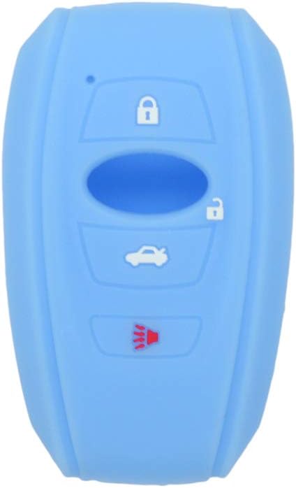 SEGADEN Silicone Cover Protector Keyless Case Holder Skin Jacket Compatible with SUBARU 4 Button Smart Remote Key Fob CV4255 Light Blue
