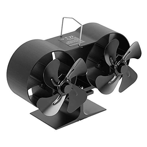 8 Blade Wood Stove Fan Dual Head Fireplace Fan Heat Powered Double Motor Eco Friendly Fan Burner Scope Of Application: Real Fire Fireplace, Pellet Fireplace, Log Fireplace