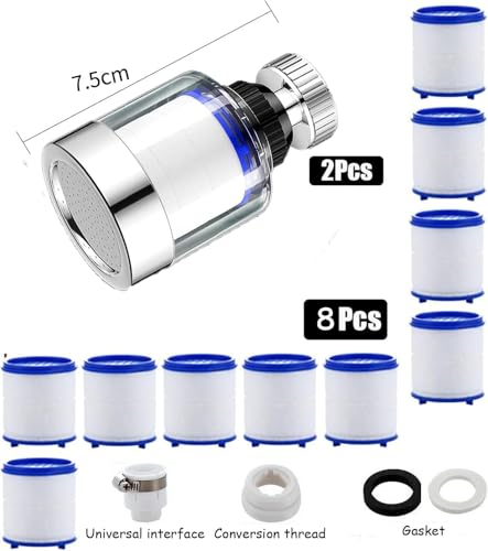 Kalkfilter Wasserhahn,360° Filter Küche,Transparenter-Wasserhahnfilter Wasserhahn Aufsatz,Wasserfilter Wasserhahn Ersatzfilter für Badezimmer Küche Trinkwasser