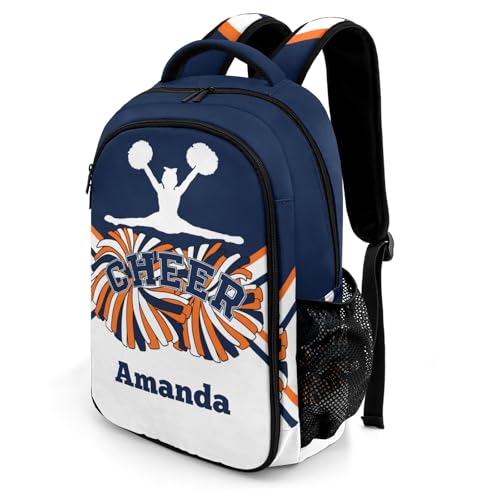 Cheerleader Navy Blue Orange Cheer Daypack Backpack Laptop Bag Custom Name Shoulder Bags School Backpack for Sports Party2