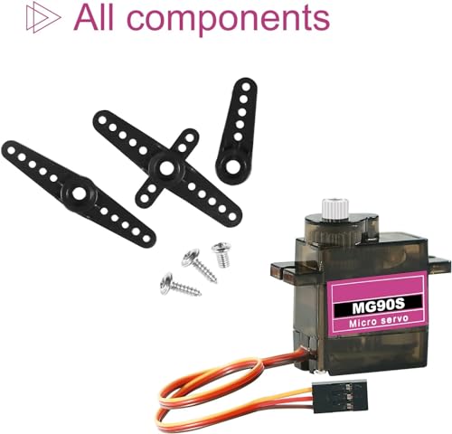 Image of REES52 4 Pack MG90S Servo 9G Servo Metal Gear Micro Servo for Aurduino Project RC Helicopter Planes Boat Robot Car