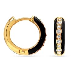 Black Enamel CZ Huggie