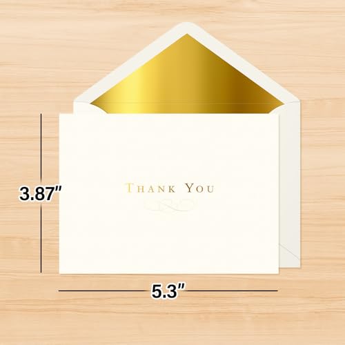 Image of Designer Greetings Blank Thank-You Note Cards, Golden Print (10 Blank Any Occasion Cards 10 Foil-Lined Envelopes) | Boxed Card Set, Matching Envelopes, Foil and Glitter Details