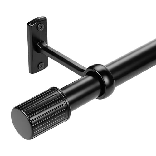 Extra Long Curtain Rods for Windows 120 to 240 Inches Heavy Duty Adjustable 1 Inch 20 Feet Black Curtain Rod Modern Drapery Rod All Metal Easy Install Simplistic Finials