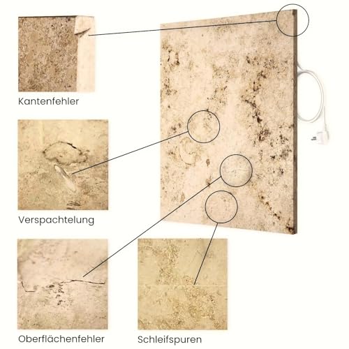 Marwona Naturstein Infrarotheizung mit Digitalthermostat I Jura 500 W I Energiesparende Marmor Infrarot Wandheizung I 5 Jahre Garantie I Deutsche Qualität I B- Optik-2