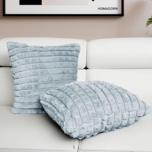 Image of HOMADORN Luxury Plush Fur Reversible Cushion Cover Ultra Soft & Cozy (Pack of 2)
