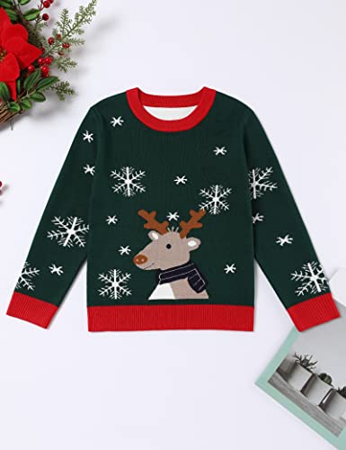 Menglang Christmas Outfit Toddler Baby Boys Girls Christmas Deer Sweater Xmas Outfit Winter Clothes （Deer Green, 3-4 T） #TOP1