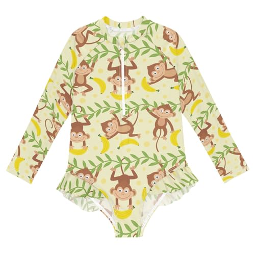 Girls One Piece Swimsuits UPF 50+ Quick Dry Rashguard Bathing Suits Long Sleeve Zip Swimwear Size 3-12Y