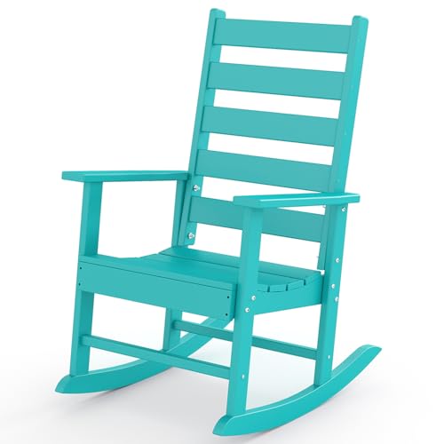 GREENVINES Outdoor-Rocking-Chair | HDPE Plastic | Patio Rockers | Porch Rocker Chairs | Shaker | Oversized | High Ladder Back | Big & Tall | PentaLuxe