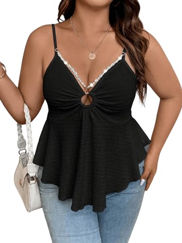 SHENHE Women's Plus Size V Neck Asymmetrical Flared Hem Cute Peplum Top Boho Camisole Tank4