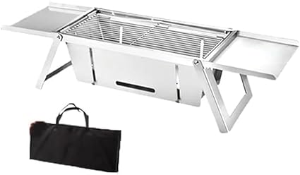 G.FIDEL Portable Folding Charcoal BBQ Grill, Stainless Steel, with Carrying Bag, 45 x 30 cm