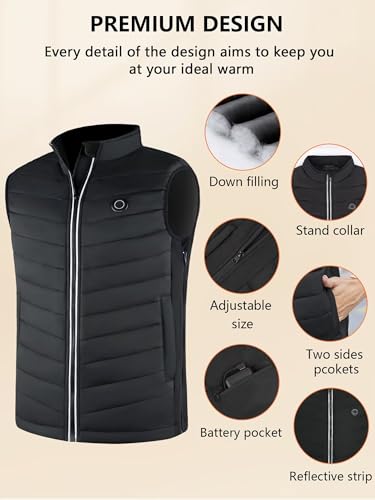 Heated Vest for Men Women with 10000mAh Power Bank,Lightweight USB Rechargeable Electric Heating Jacket Coat.Large/X-Large4