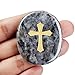 YATOJUZI Black Labradorite Natural Healing Crystals Stones Worry Stone for Anxiety Christian Gifts for Women Men Crucifix Cross Gemstones 1PCS